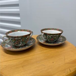 Pair of Rose Medallion Teacups